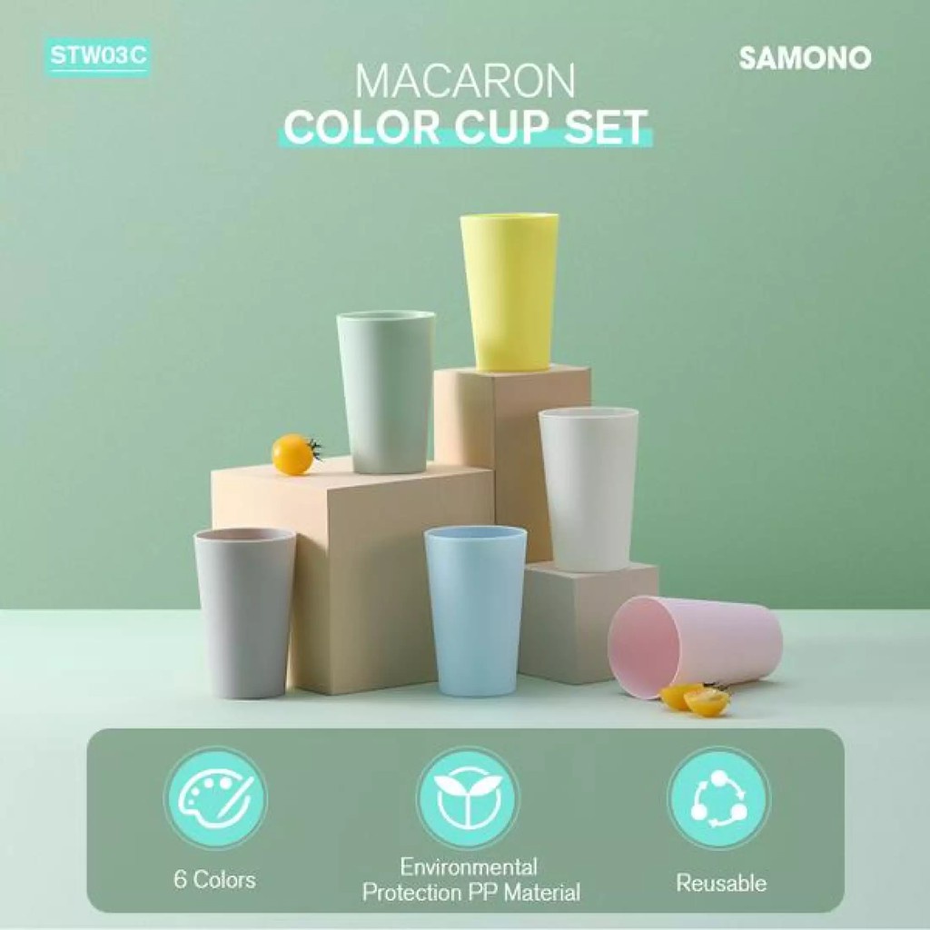 Gelas Set Isi 6pcs Colorful Reusable SAMONO STW03C