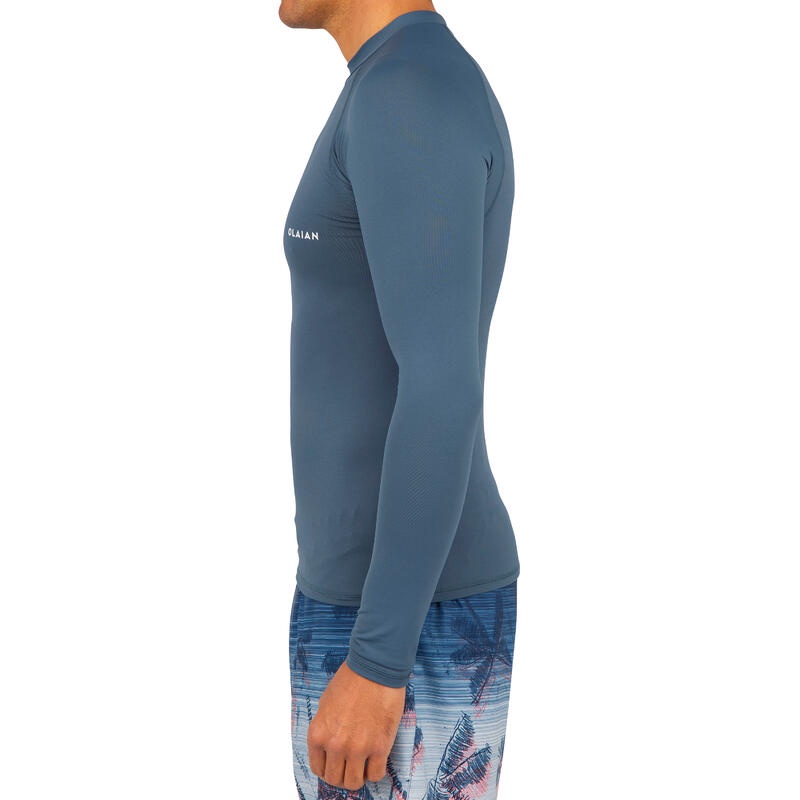 Decathlon OLAIAN Men's surfing long-sleeved UV-protection top T-shirt 100 - grey - 8611954