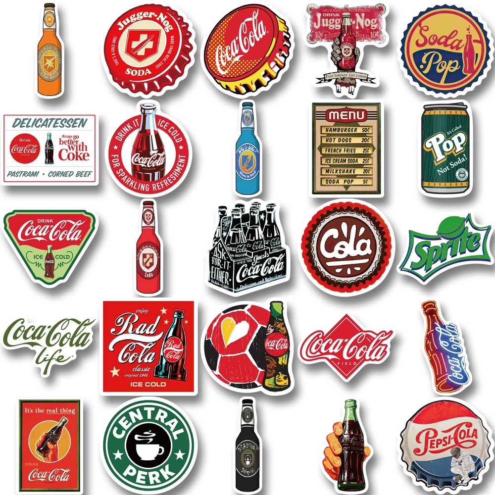 50 Pcs Stiker Desain Kartun Botol cola Tahan Air Untuk Dekorasi laptop