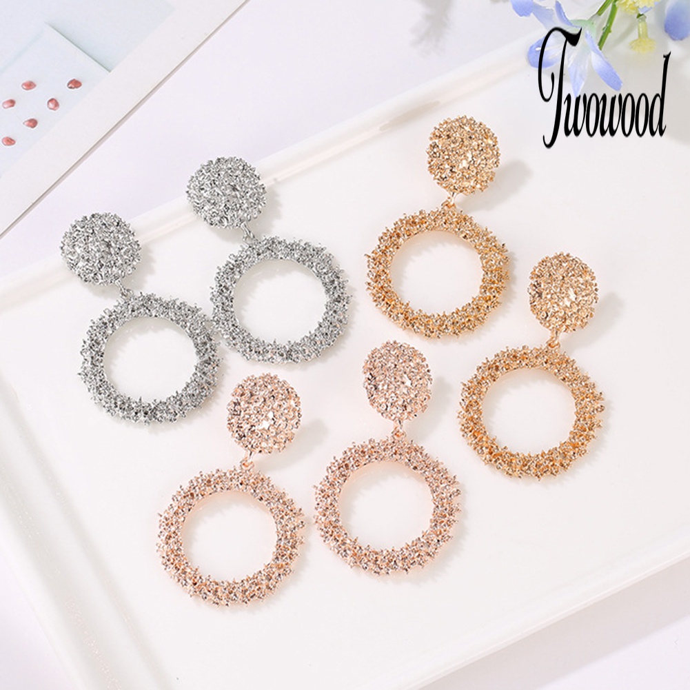 Anting Stud Bentuk Lingkaran Geometris Model Hollow Untuk Wanita