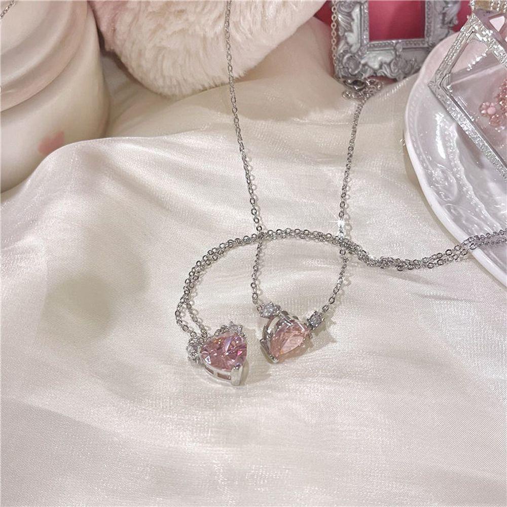 Kalung Liontin Hati Agustina Temperamen INS Cinta Hati Fashion Perhiasan Kalung Leher Gadis Gaya Korea