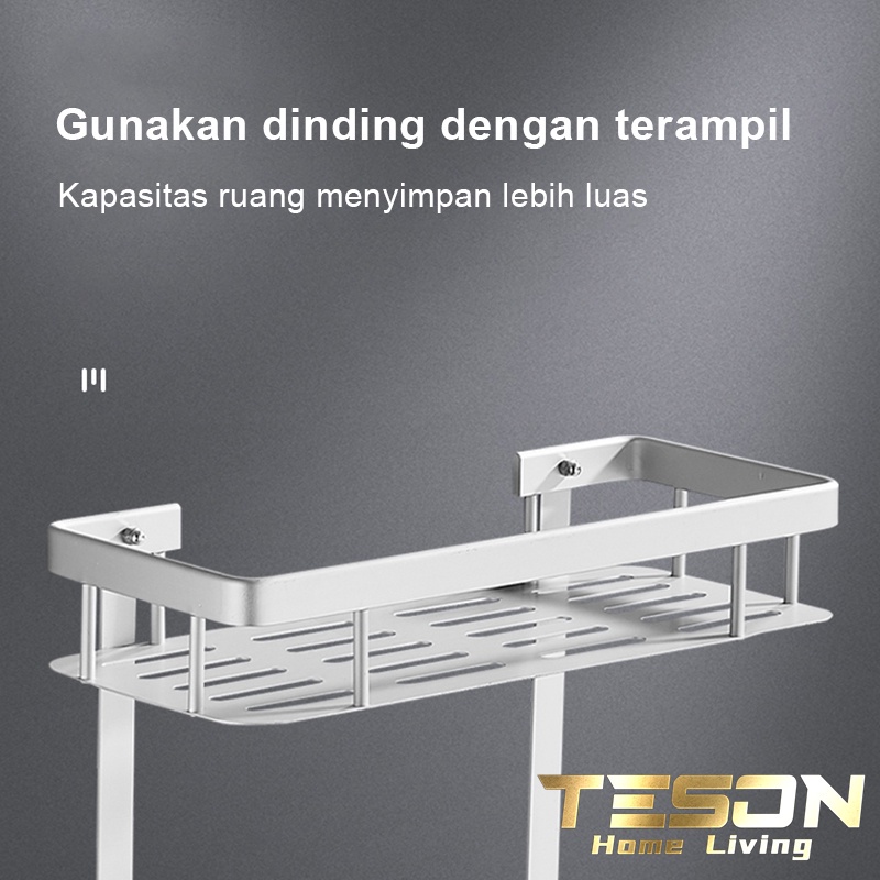 Rak dinding Segiempat Kamar mandi 2 Susun Aluminium