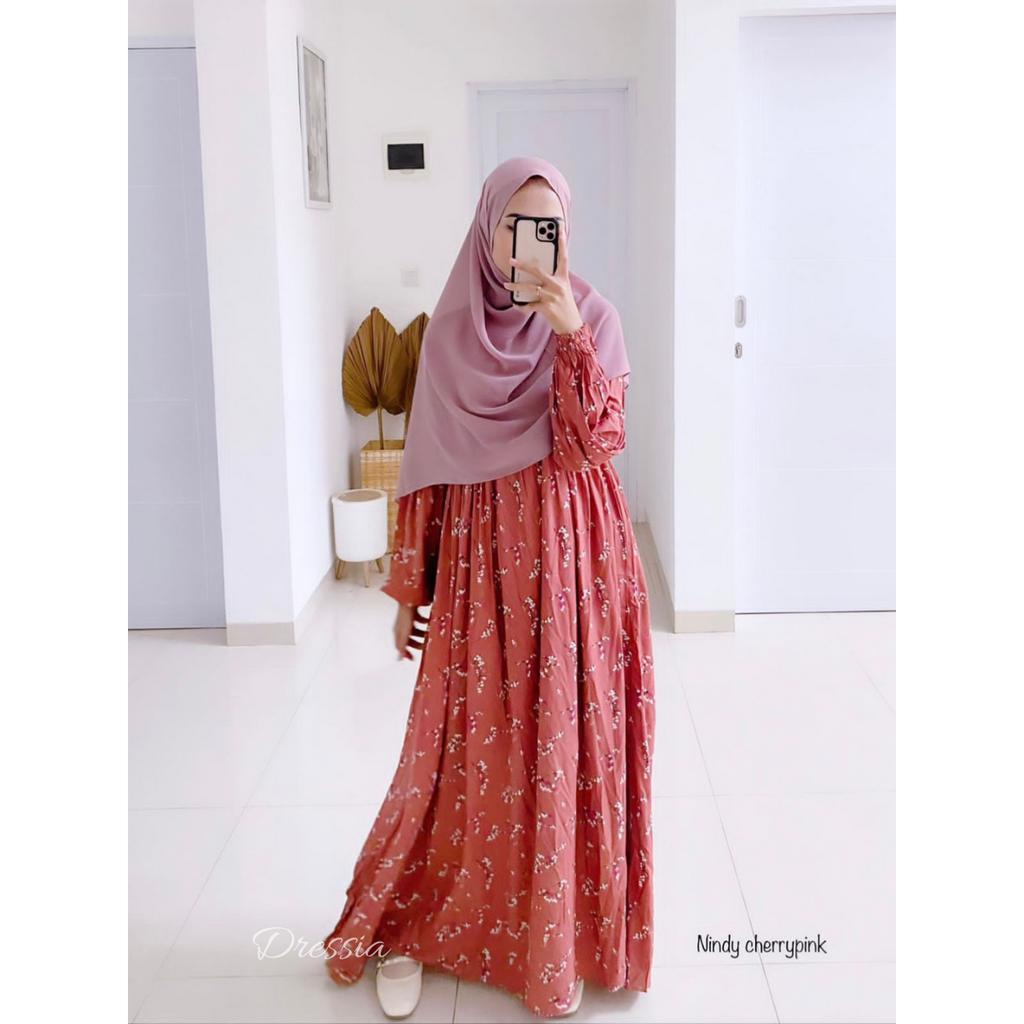 Nindy Dress by Latasha Outfit | Gamis Rayon Motif Bunga