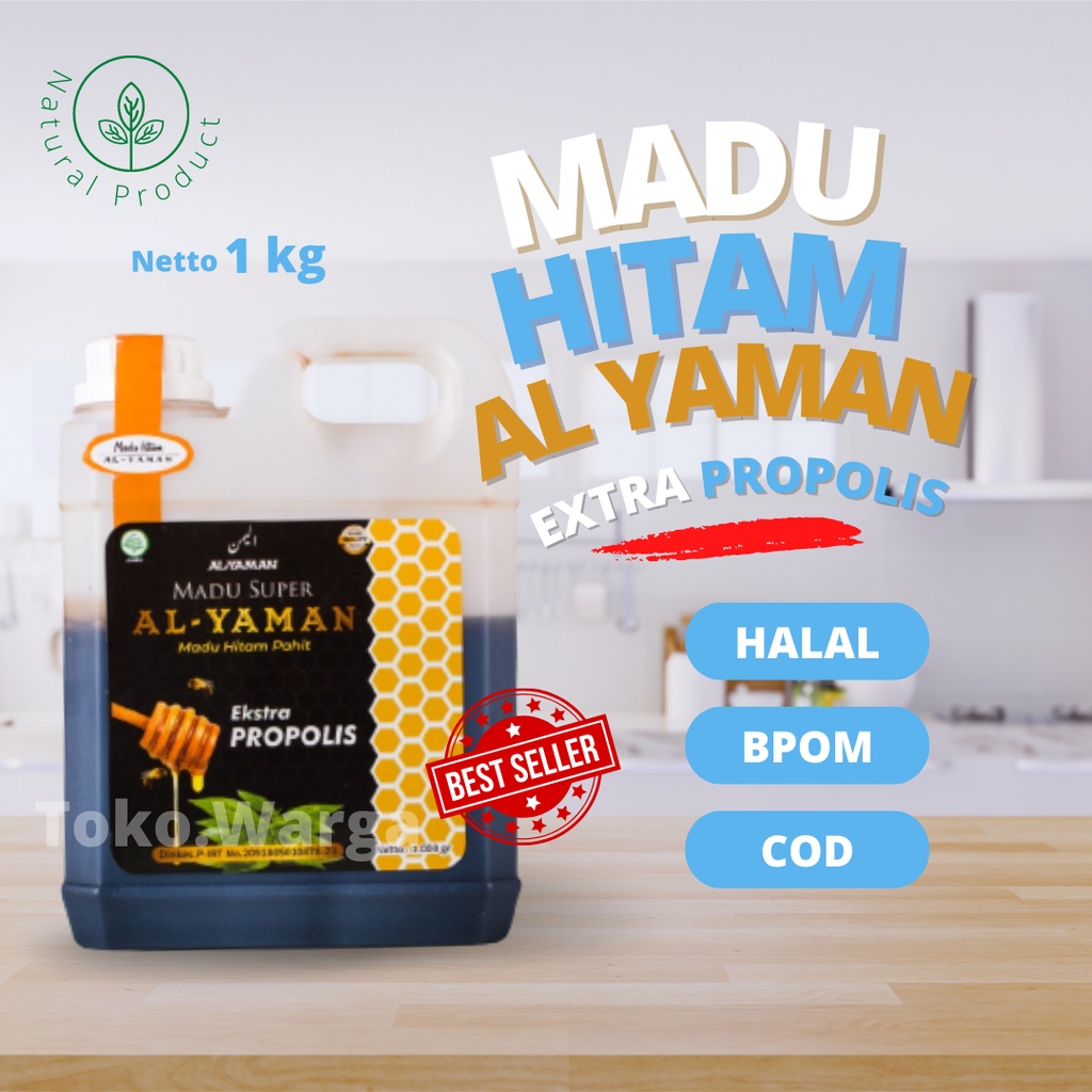 

Madu Hitam Pahit Plus Propolis Al Yaman Idr Asli 100% Honey Murni Plus Gamat Berat 1kg 500gram Original