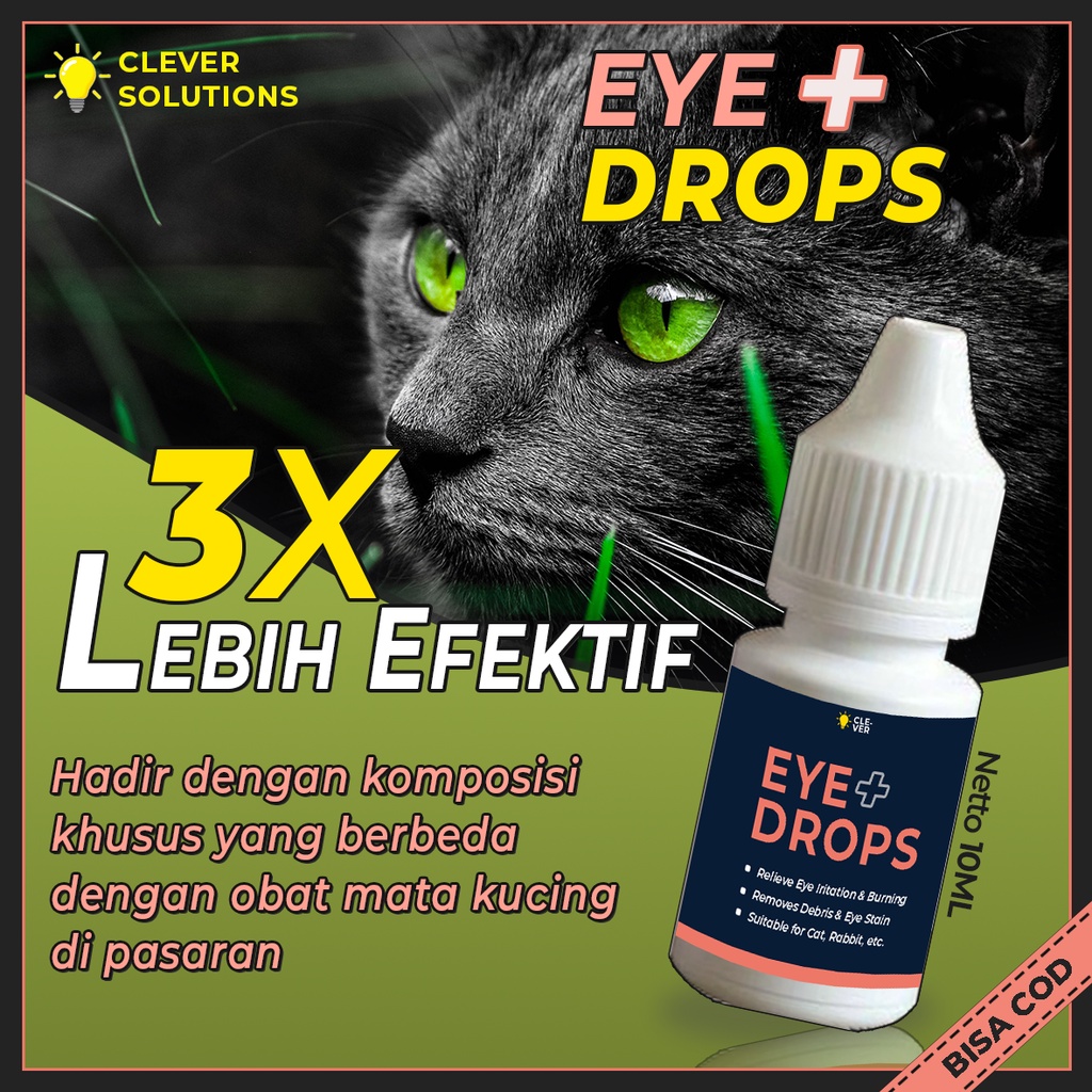 Obat Tetes Mata Kucing EYE PLUS DROPS Obat Sakit Mata Kucing Belekan Iritasi Infeksi Berair by Clever Solutions Trixin Olive Care Koinami Babah Cat House Image 2