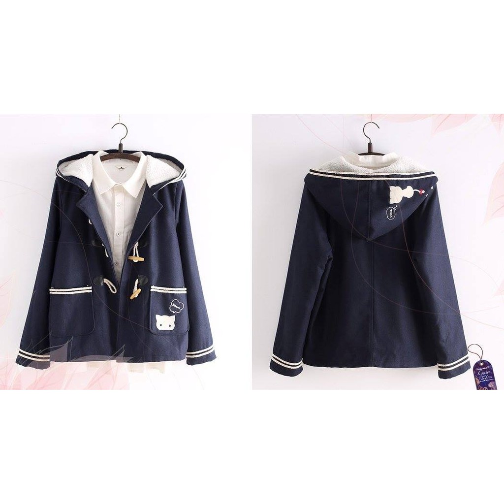 Hp41343 Cutie Cat Toggle Jacket (Navy) Neko Hoodie Kawaii Cute Japan Cosplay Anime