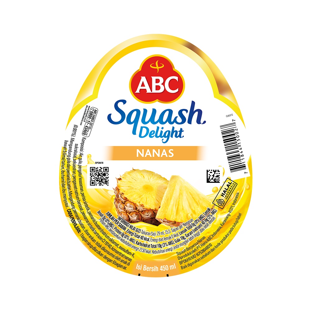 ABC Sirup Squash Delight Nanas 450 ml - Multi Pack 4 pcs