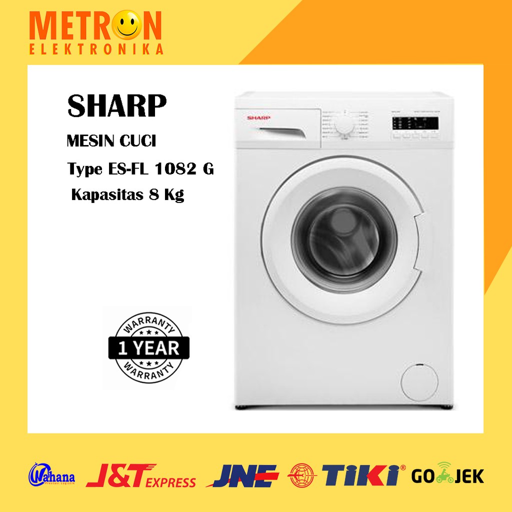 SHARP ES FL 1082 G / MESIN CUCI FRONT LOADING 8 KG DIGITAL / ESFL1082G