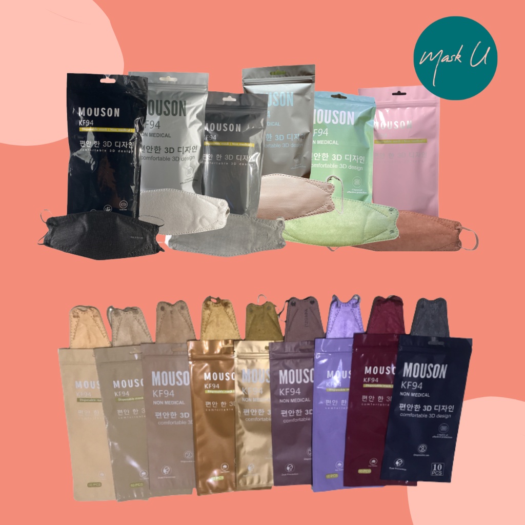 Masker KF94 Mouson 4 layer isi 10 pcs Warna Warni Disposable Mask
