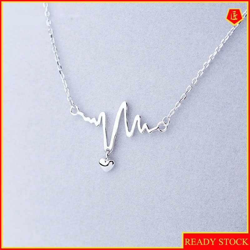 [Ready Stock]Fashion Creative ECG Silver Necklace Pendant