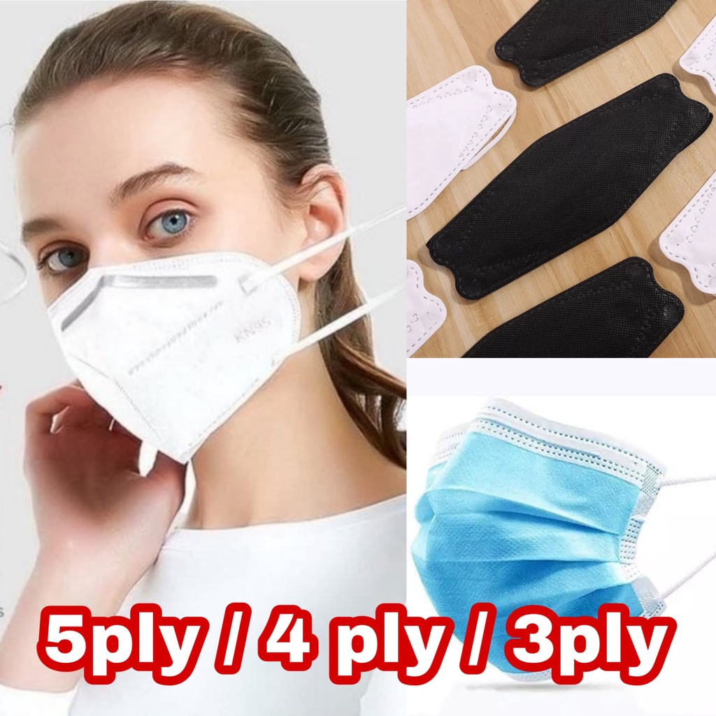 KN95 Masker KN95 Face Mask 5ply Isi 50pcs BFE 95% / KF94 Masker KF94 Korea 4ply Isi 10pcs / Earloop 