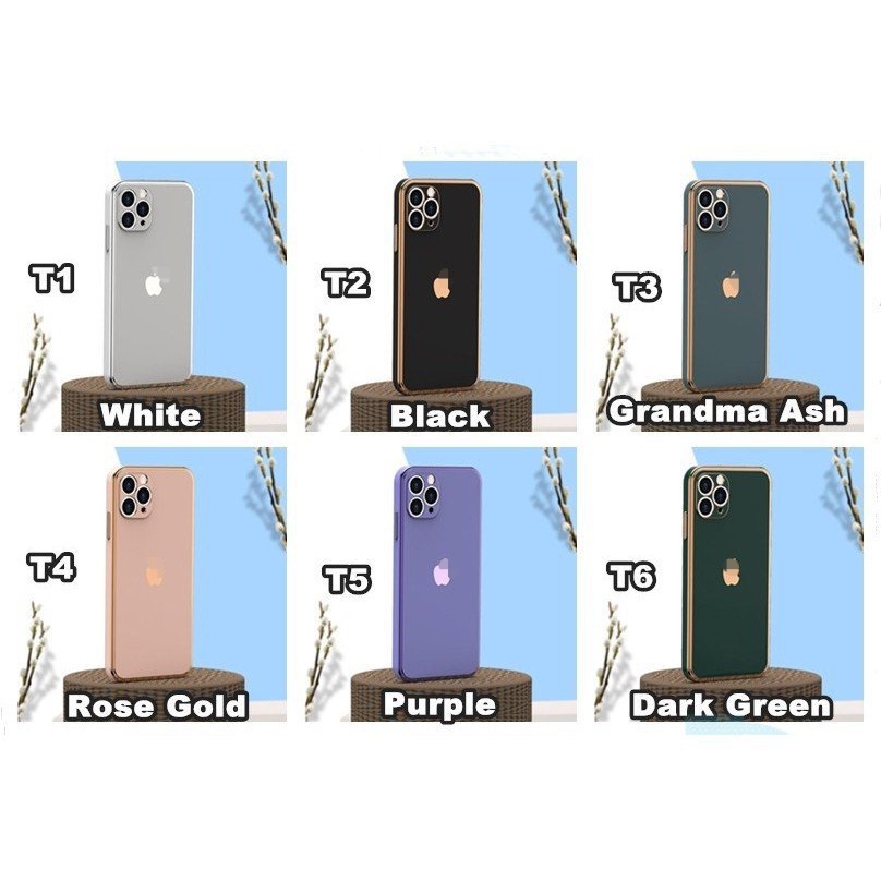 Plating TPU iPhone Case 12 Pro Max Case iPhone 11 Pro Max 7 8 Plus 8X XR X Max Warna Solid Case Full Cover TPU kasing