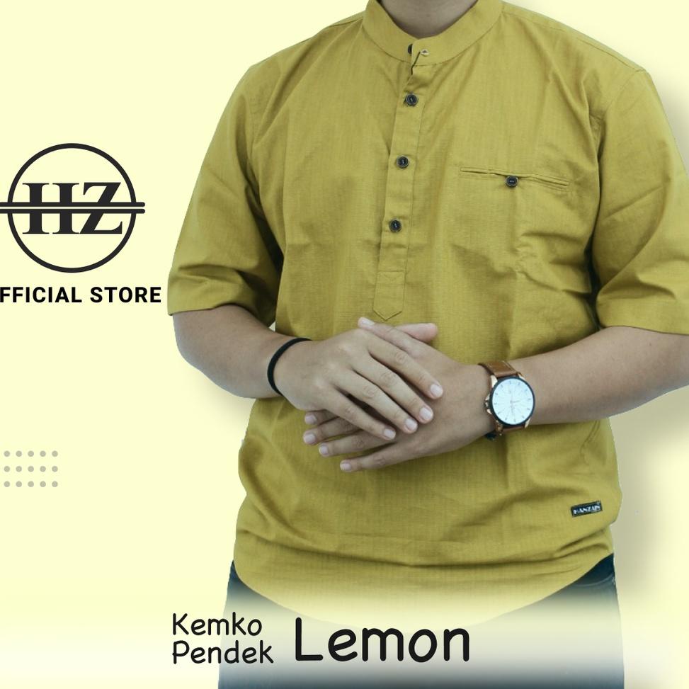 RFN KEMEJA KOKO KEMKO PRIA DEWASA LENGAN PENDEK - KATUN - LEMON - HANZAIN OFFICIAL❊ (Ready Stock) ☊