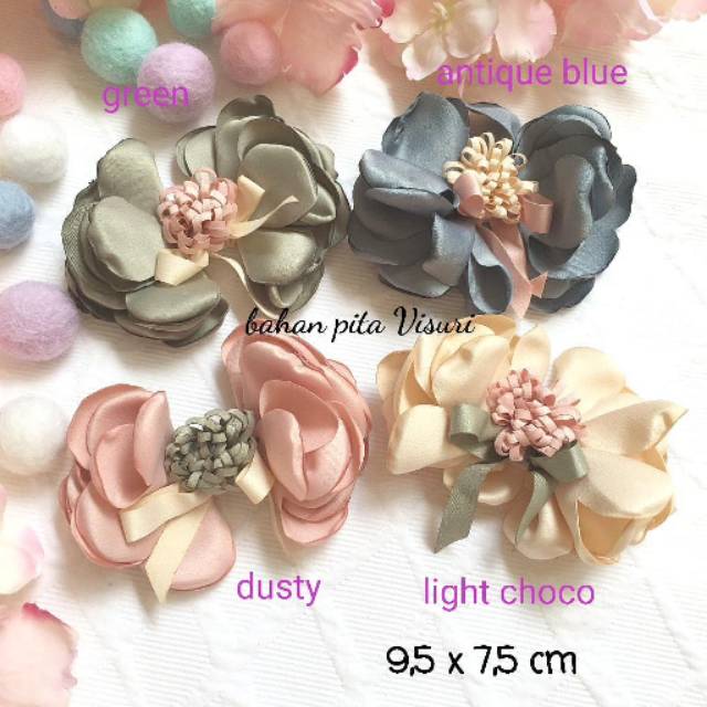 Aplikasi Bow Satin Bakar Hias Putik Suwir  9,5 x 7,5 cm