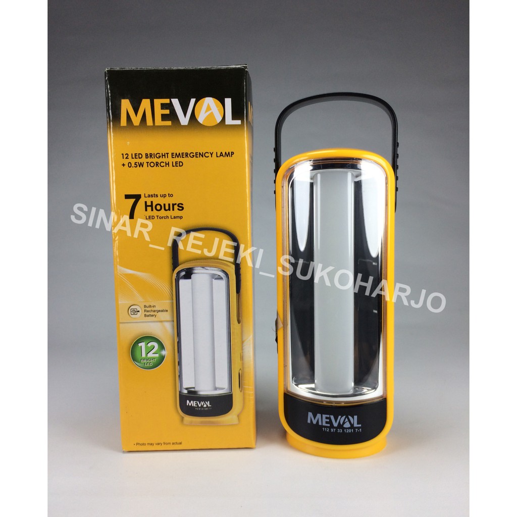 MEVAL 12 BRIGHT LED EMERGENCY LAMP + SENTER Cas Charge Baterai Isi Ulang - PUTIH