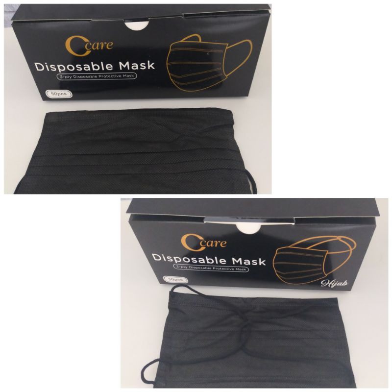 Masker 3ply Disposable Mask Hitam