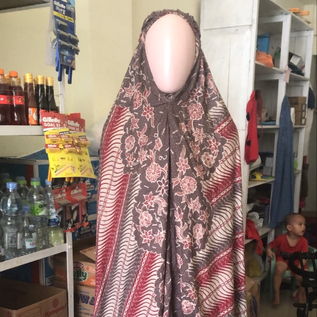 Mukena Batik Jumbo Merah