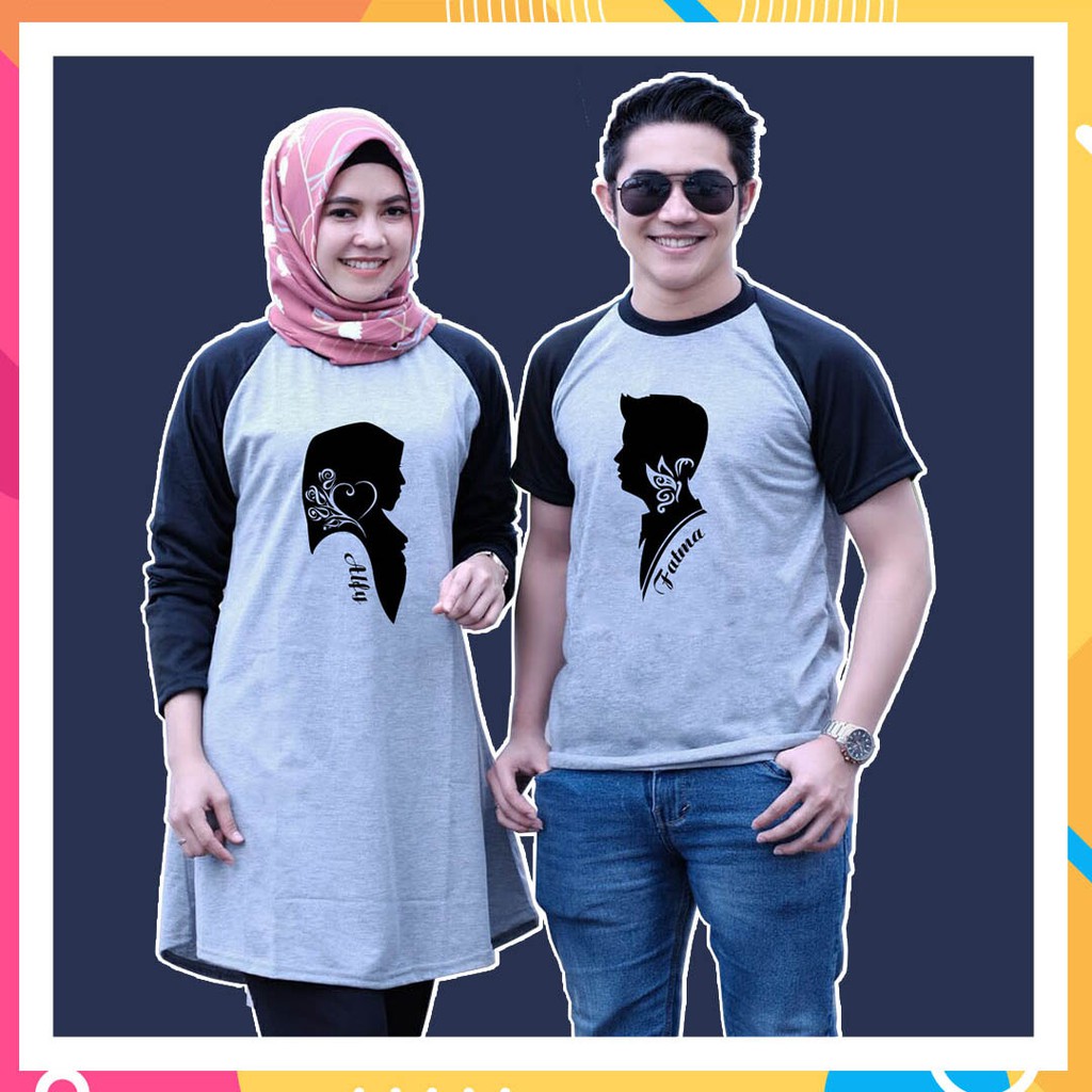 Kaos Couple Pasangan Cetak Nama Romantis Shopee Indonesia