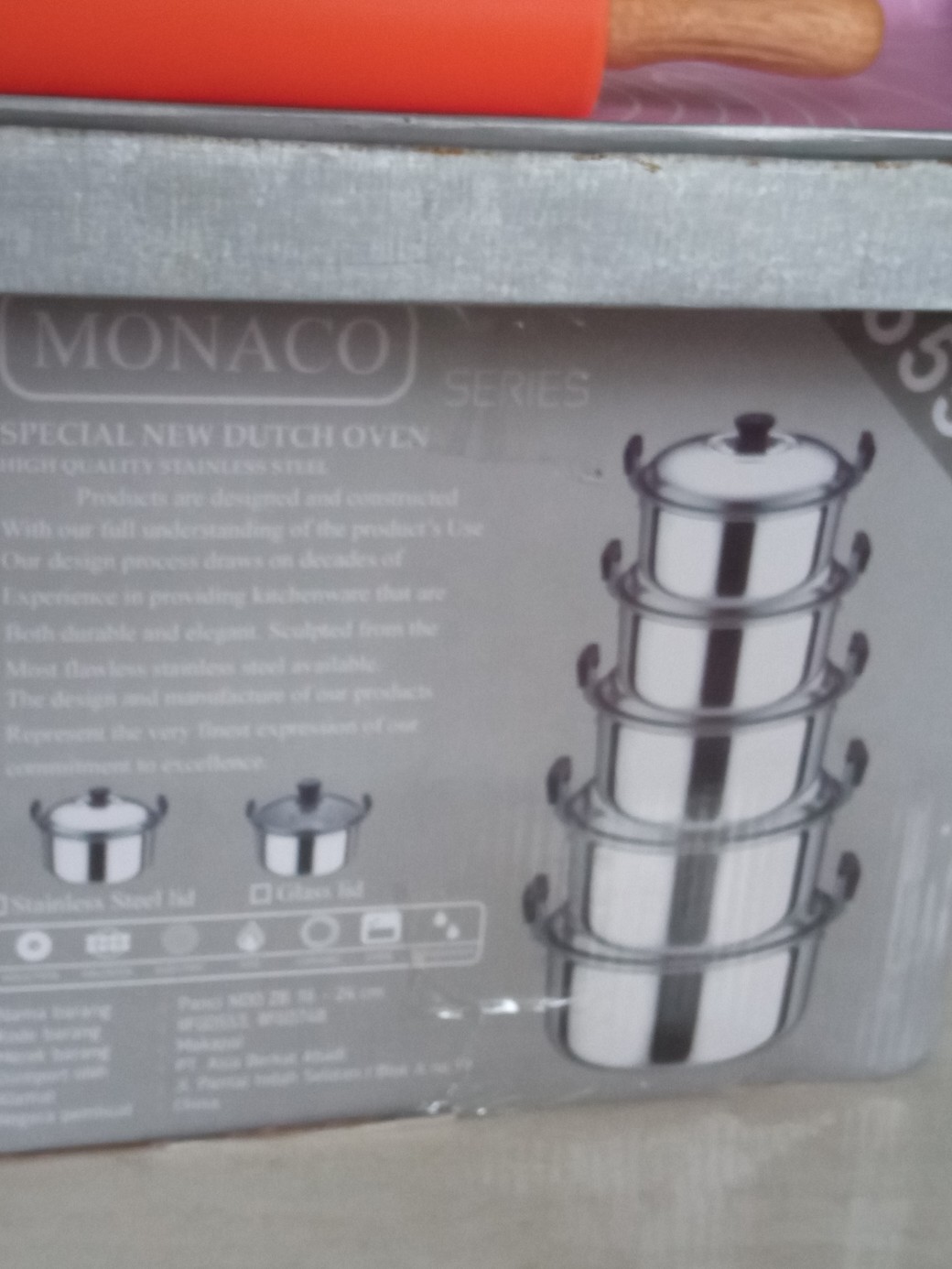 Panci Kuping Set + Tutup Kaca Set Isi 5 Pcs Uk 16,18,20,22,24 Ndo 555 Monaco