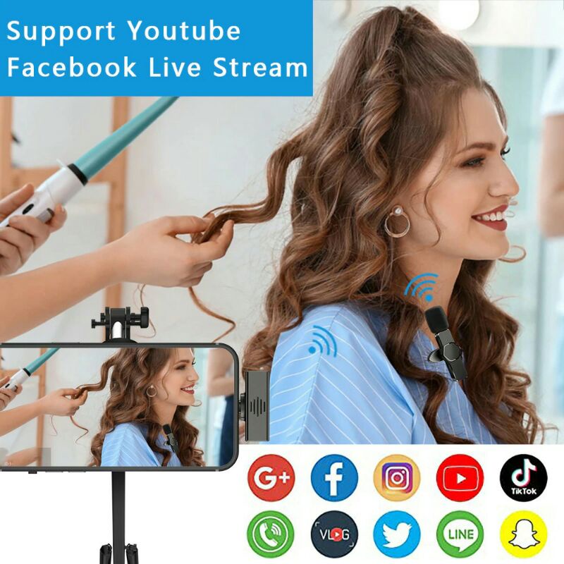 Microphone Wireless Lavalier Lapel Vlogger Podcast Live Interview USB Type C - Odr08 Black