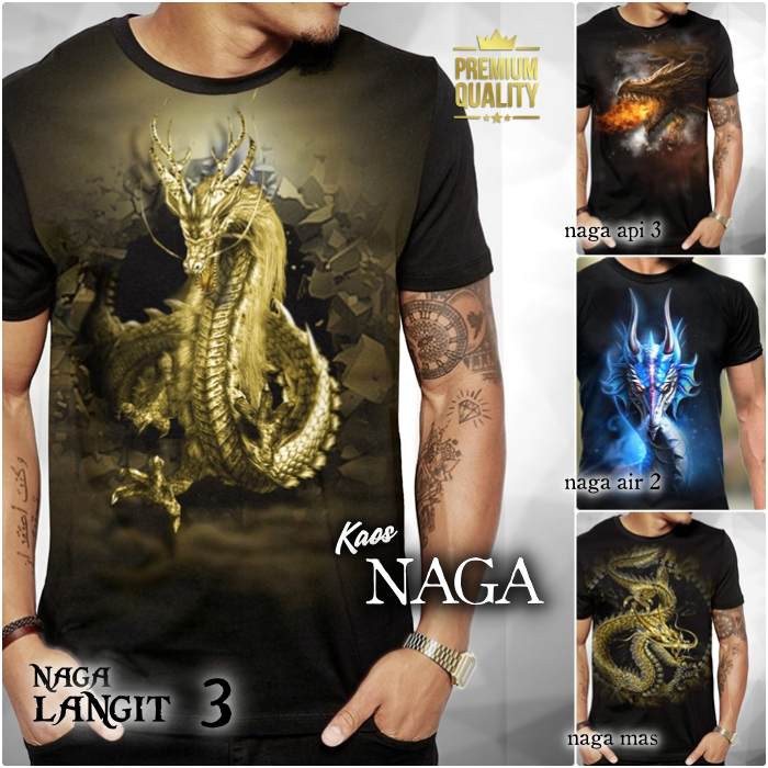 Baju KAOS NAGA Kaos Gambar Naga Keren PREMIUM Distro Kaos Shio Naga Dragon Liong Fengshui