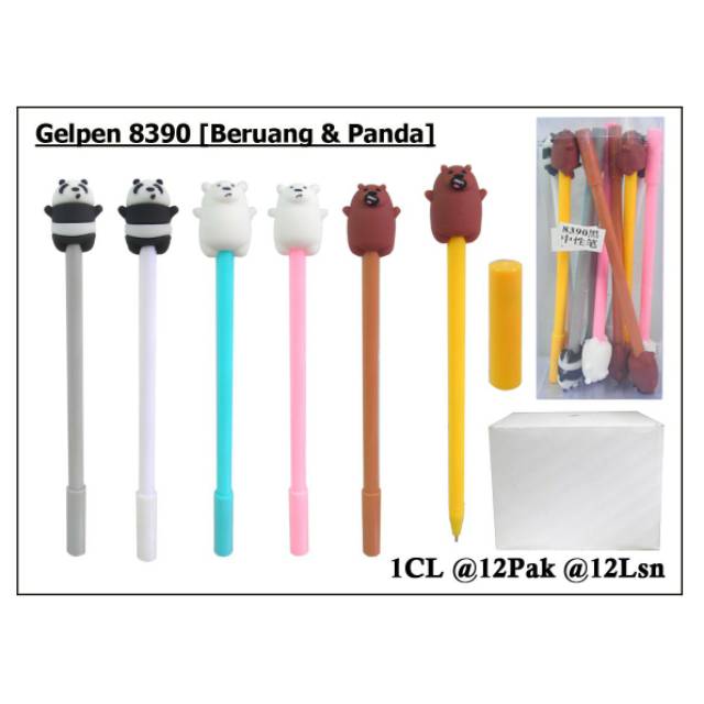 

Selusin Pen gel karakter beruang dan panda
