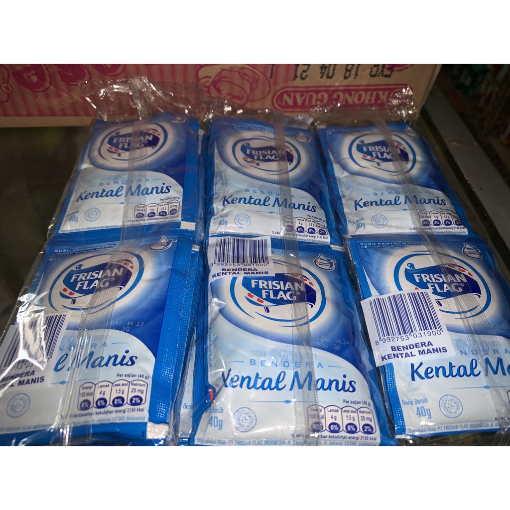 Susu Bendera Frisian Flag Kental Manis PUTIH Renceng isi 6 Sachet X 40 gram