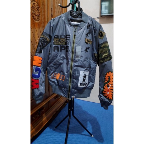 Jaket Bomber BAPE ORIGINAL BORDIR WGM FULL TAG & LABEL