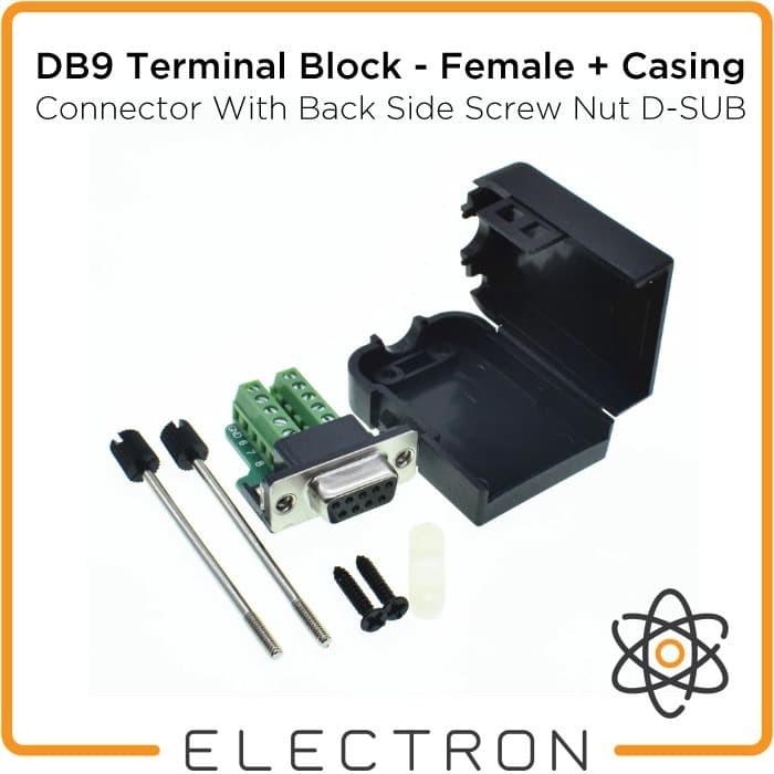 DB9 Terminal Block Female + Casing Header Adapter RS-232 RS232