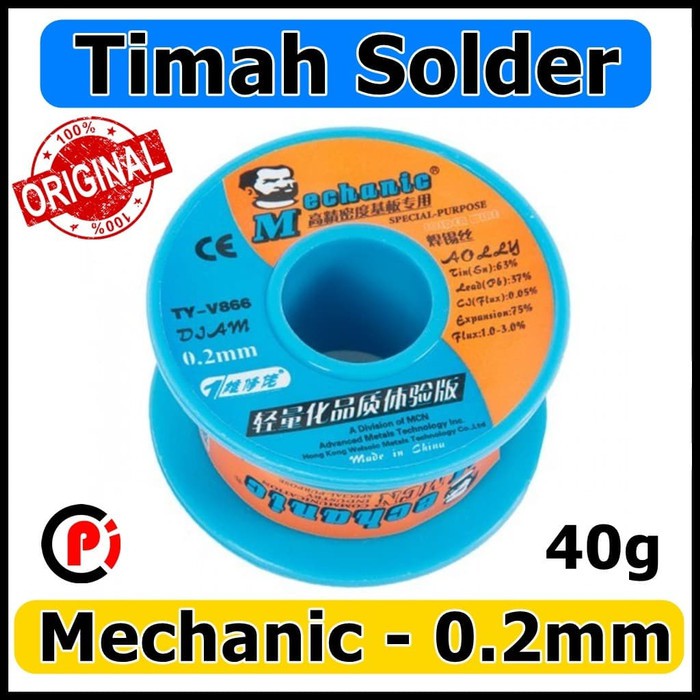 Original Mechanic Timah Tin Solder Mechanic ukuran 0.2mm 0.2 mm 40 Gr