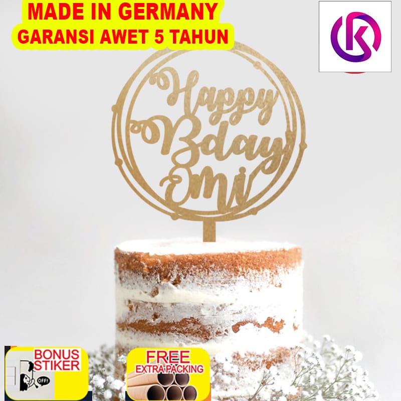 

Terlaris Custom Cake Topper Bundar Acrylic Hiasan Kue Tulisan Akrilik - 10cm