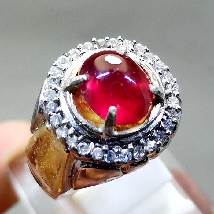 Cincin Permata Ruby Merah Delima Natural