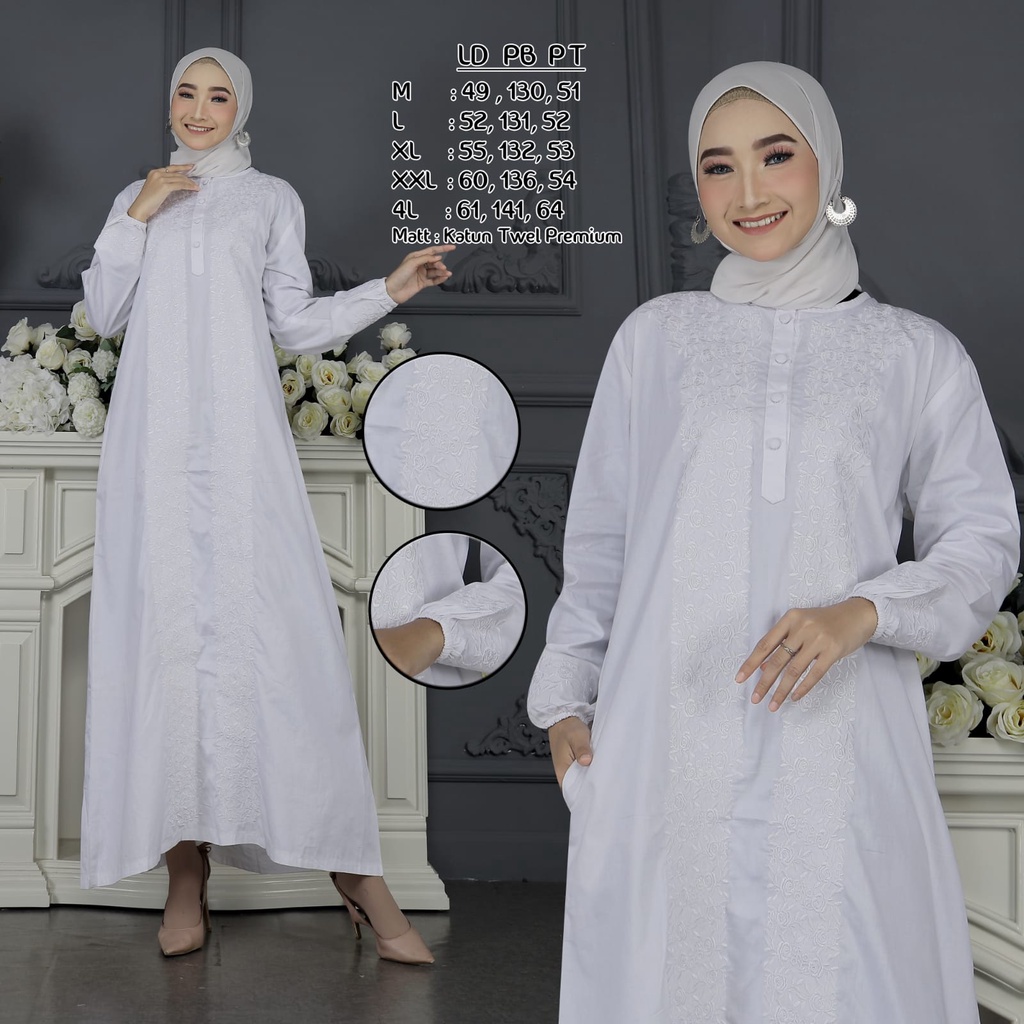 Gamis Polos Putih Wanita Haji