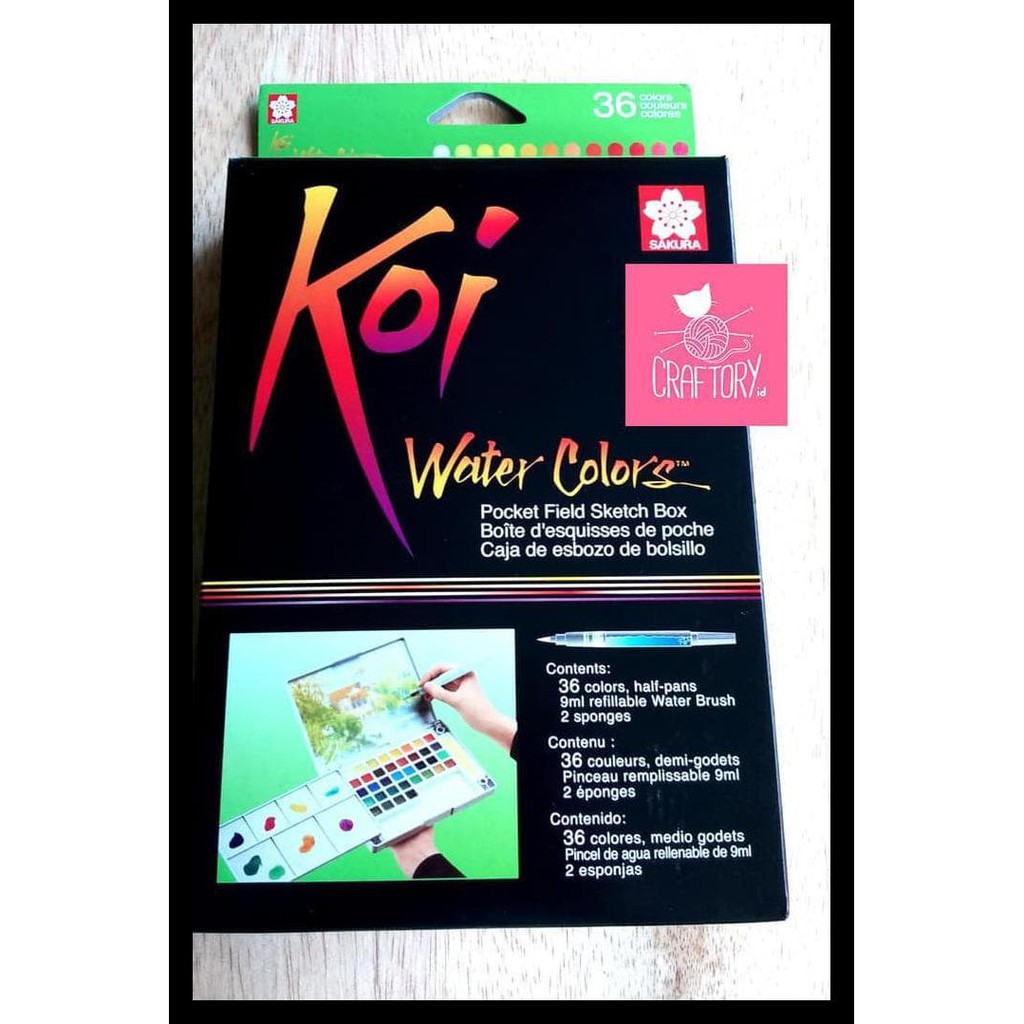 

Murmer Sakura Koi Watercolor 36 Pocket Field Sketch Box Cat Air 36 Warna Terjamin