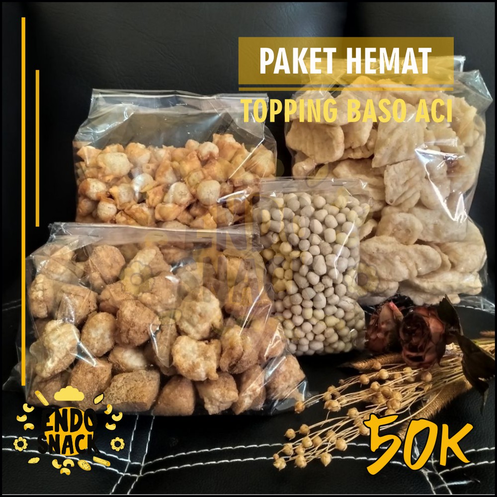 Paket 50 Ribu Toping Baso Aci isi paket Cuanki Lidah, Siomay Mini, Cuanki Tahu dan Sukro Cikur