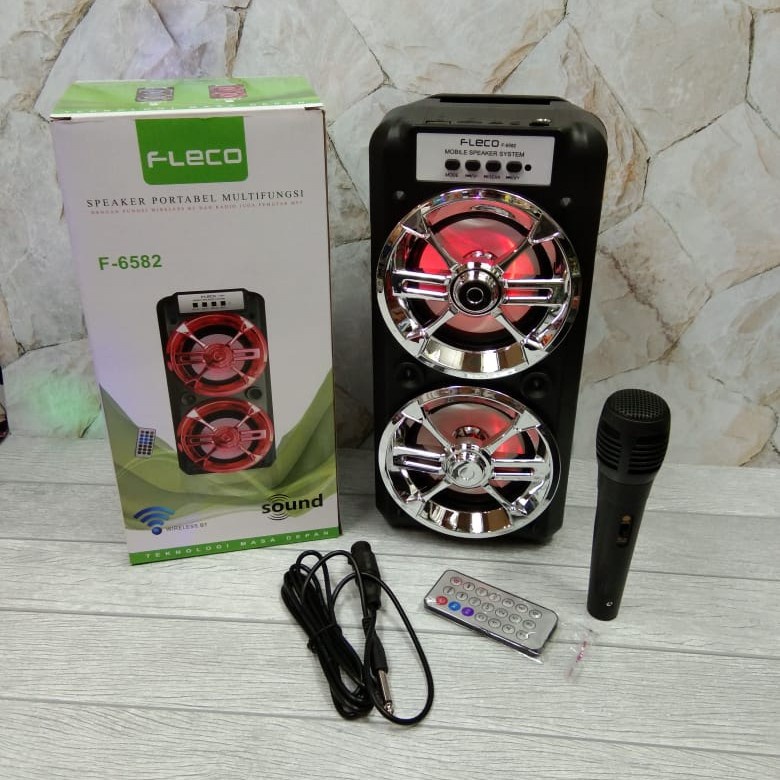 TERMURAH~SPEAKER KARAOKE BLUETOOTH F 6581/ BONUS MIC DAN REMOTE