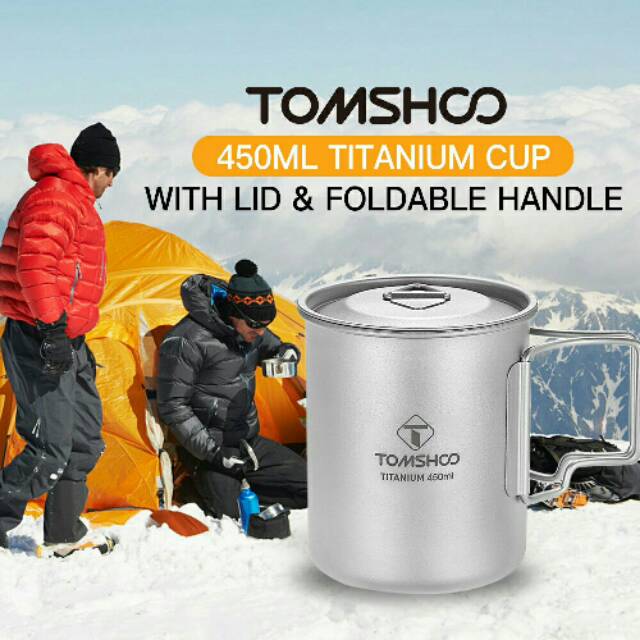 Tomshoo 450ml titanium pot cup mug outdoor camping ultralight portable gas canister