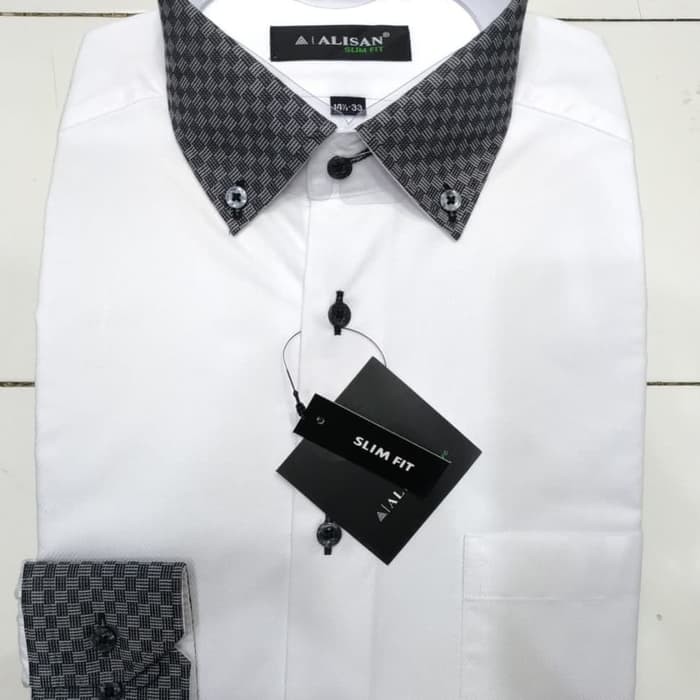 Fashion Pria Hem Cowok Hem Laki Laki Hem Murah Kemeja Koko B OL700 Kemeja Alisan Slim Fit Doby Panj