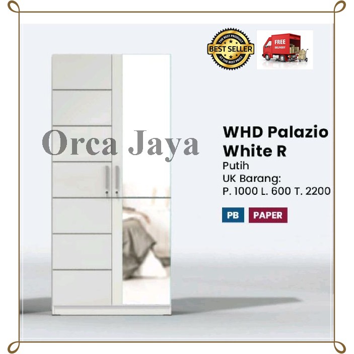 LEMARI PAKAIAN 2PINTU WHD PALAZIO WHITE R OLYMPIC