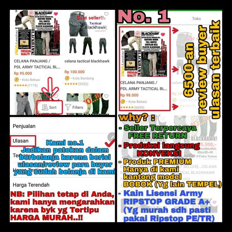 Best Seller Celana Tactical Blackhawk Pdl Army - Hitam, 28