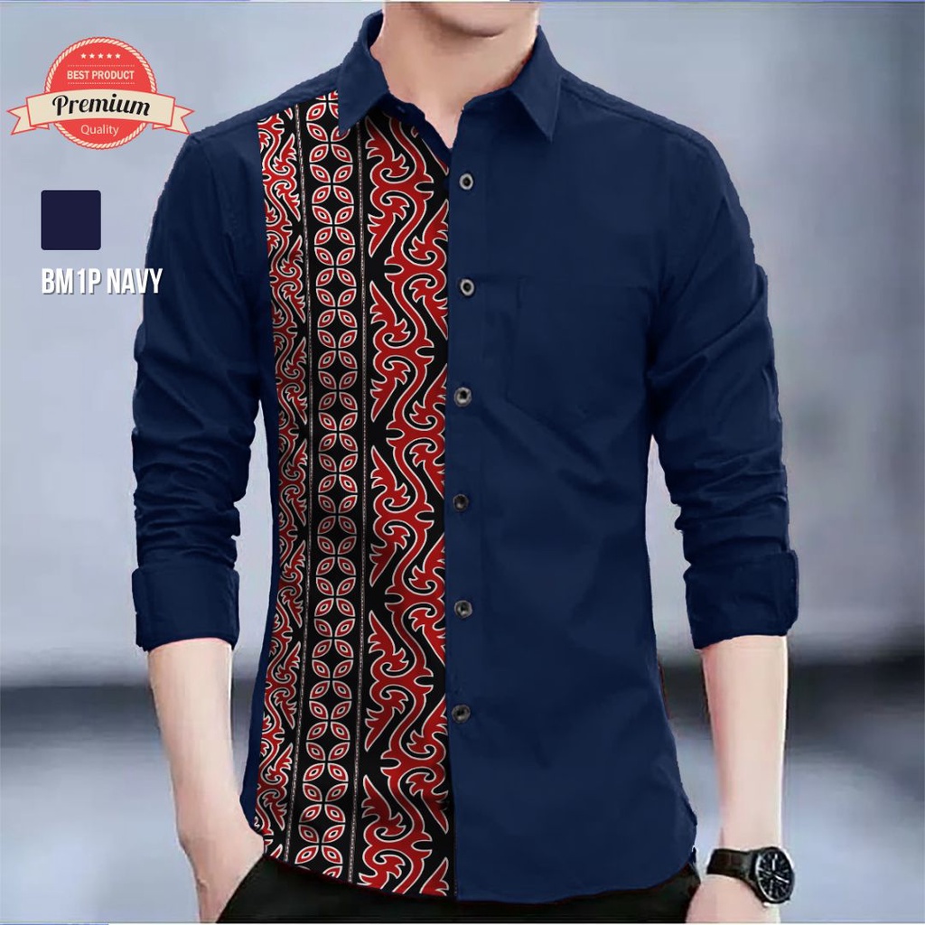 lop Angelaco Kemeja Batik Lengan Panjang Pria Batik Batak Pria Motif Gorga Medan BM1