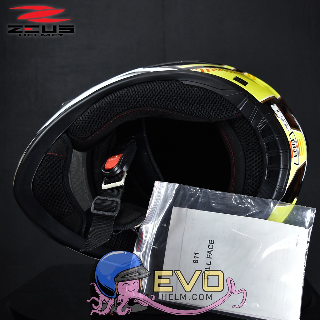 HELM ZEUS FULL FACE BLACK AL2 YELLOW - FREE SMOKE VISOR ZEUS ORIGINAL ( ONGKIR 2KG )