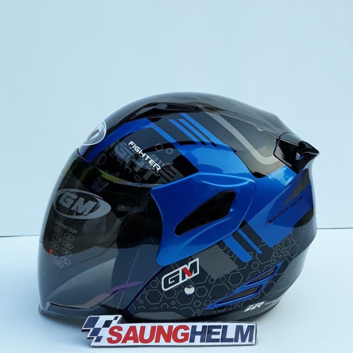HELM GM FIGHTER MOTIF 911 BLUE METALIC / SILVER
