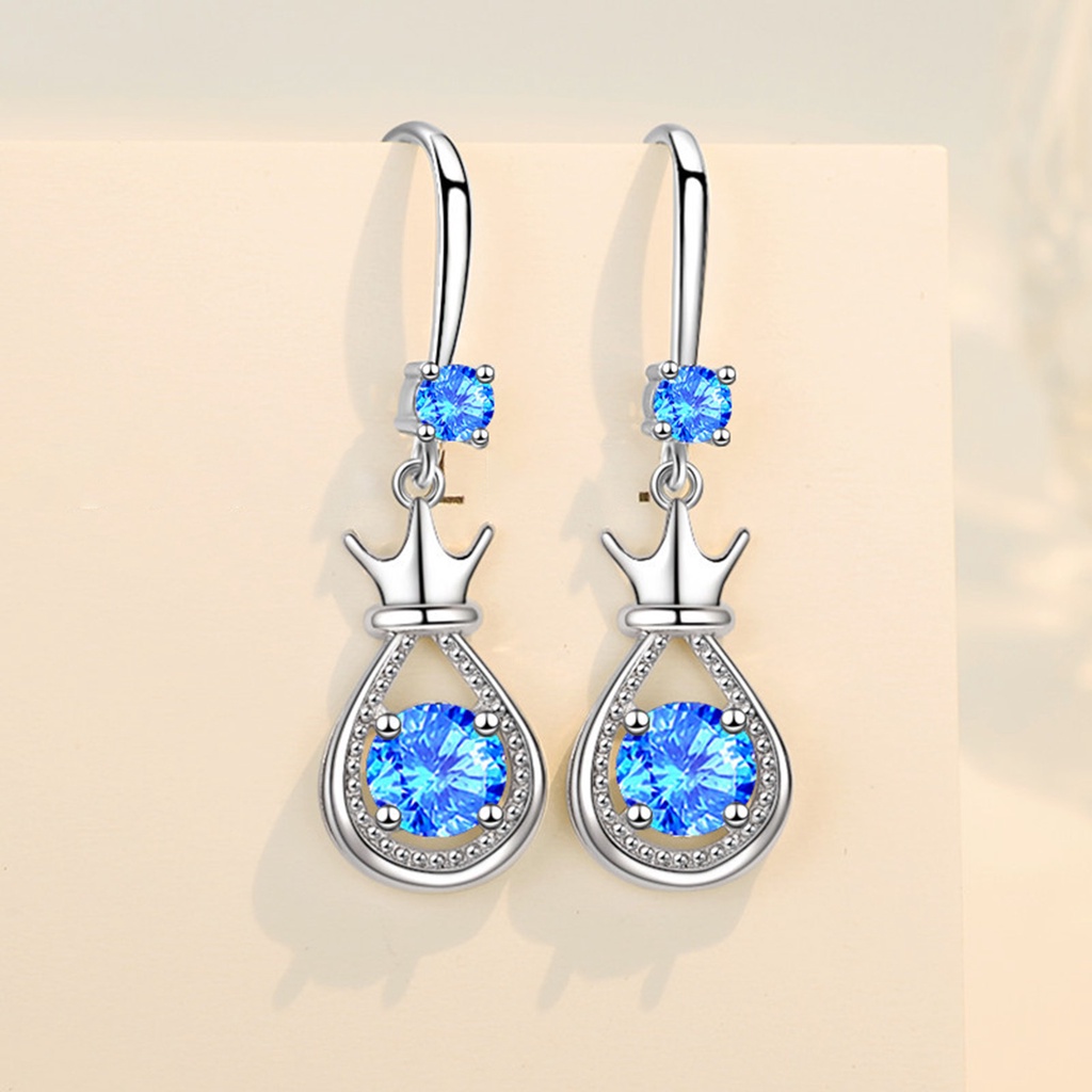 Hu Hu Hu Hu Hu Alat Bantu Pasang Kacamata♡ 1 Pasang Anting Bentuk Mahkota Aksen Berlian Imitasi Bahan Metal Untuk Wanita