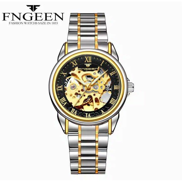 Jam Tangan Pria Mekanis Otomatis Jarum Jam FNGEEN 8866 Bisnis Mewah Original Tahan Air + Free Box