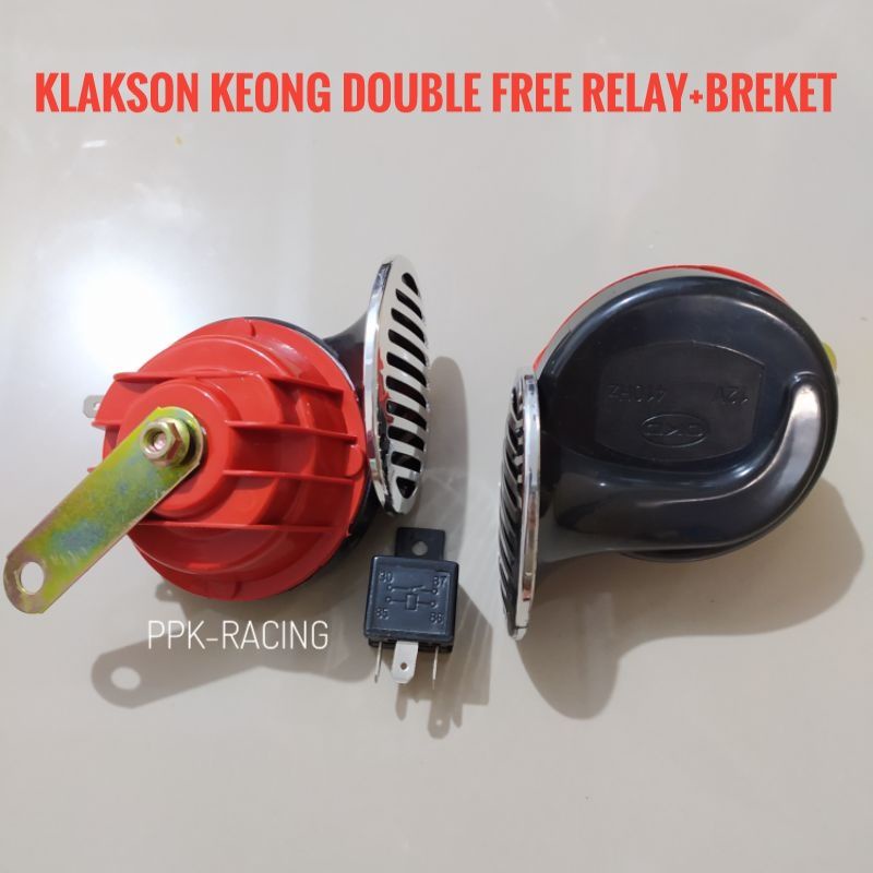 Klakson Keong Double 12 Volt Free Relay Plus Breket Bisa Motor-Mobil