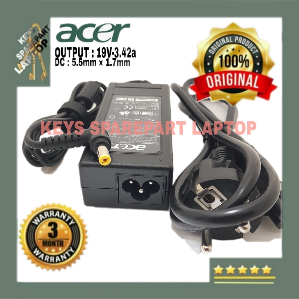 Charger Adaptor Casan Laptop Acer Aspire PA-1650-22 PA-1650-69 PA-1650-86 S3-391 S3-951 E1-531 E1-571 V3-551 Travelmate 6291 M5 481TG 581T  2420 3620 3640 5540 5550 Z3-451 E15 A315 V3 A515 F15 5570 5580 6292 4745G 3820T 4820T A13-045N2A 065N1A original