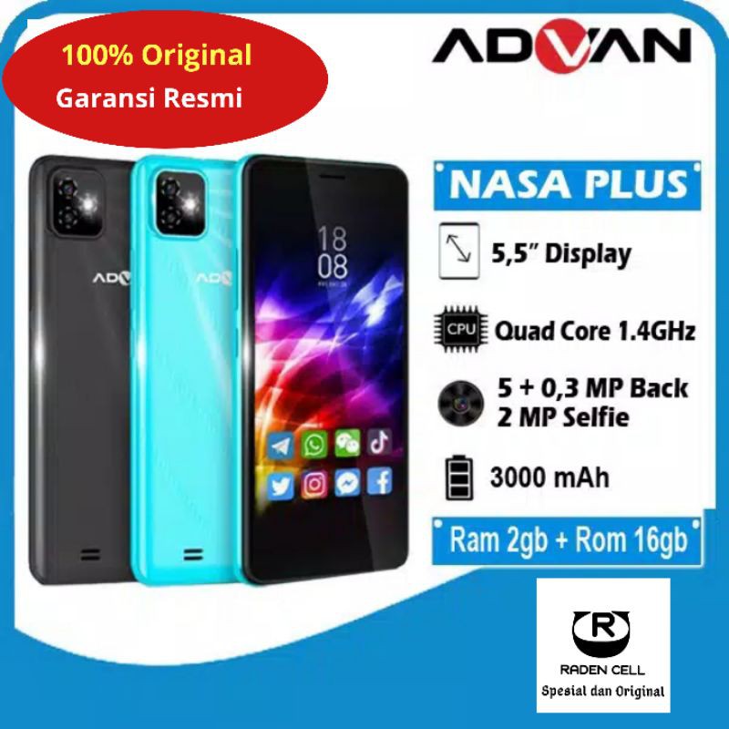 Advan Nasa Plus Ram 2/16 GB Handphone Android 4G LTE HP Android 4G Smartphone Android Garansi Resmi