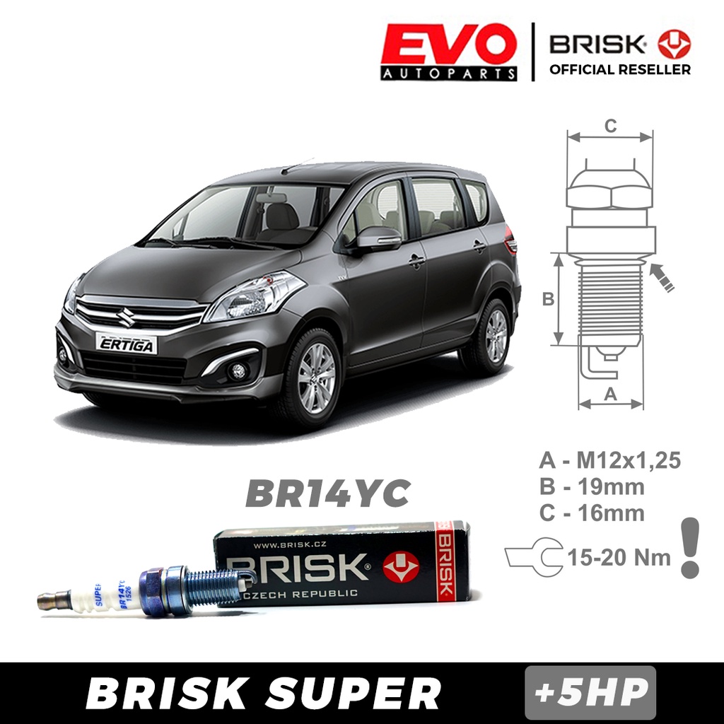 Busi BRISK Super BR14YC untuk Mobil Suzuki Ertiga 2012-2015