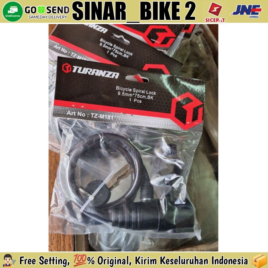 Bicycle Spiral Lock ( Kunci Sepeda ) 9.5mm 75cm Turanza